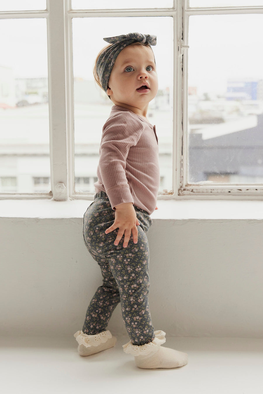 Organic Cotton Everyday Legging - Rosalie Floral Lava Childrens Legging from Jamie Kay Australia