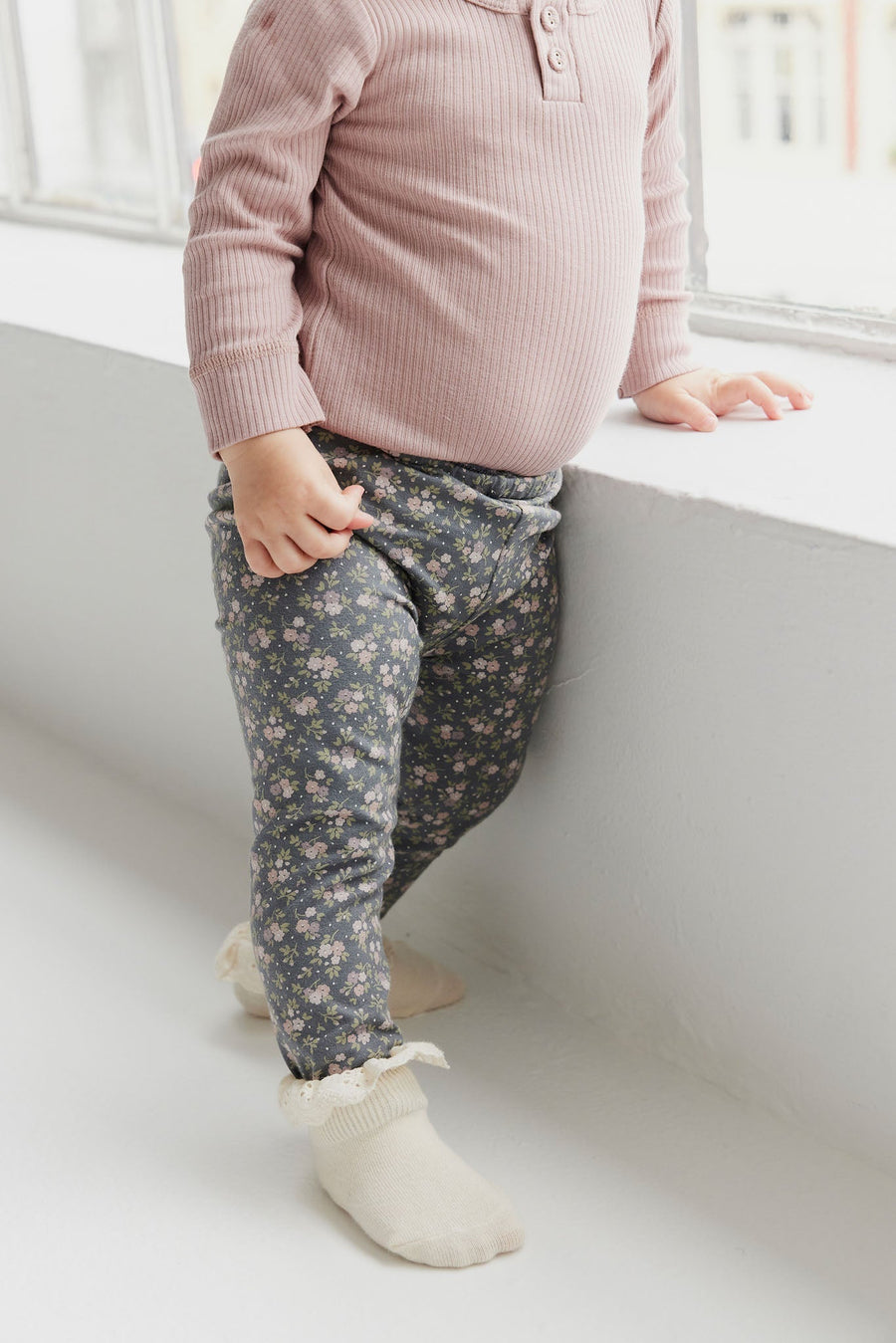 Organic Cotton Everyday Legging - Rosalie Floral Lava Childrens Legging from Jamie Kay Australia