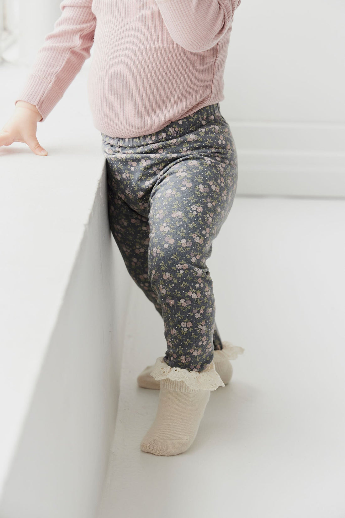 Organic Cotton Everyday Legging - Rosalie Floral Lava Childrens Legging from Jamie Kay Australia