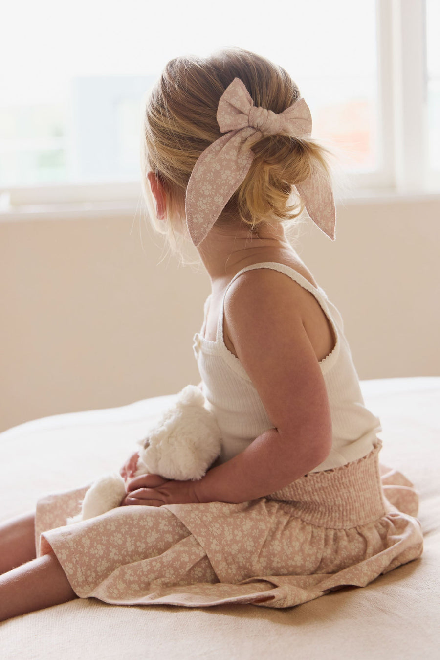 Organic Cotton Bow - Rosalie Field Rose Childrens Hair Bow from Jamie Kay Australia