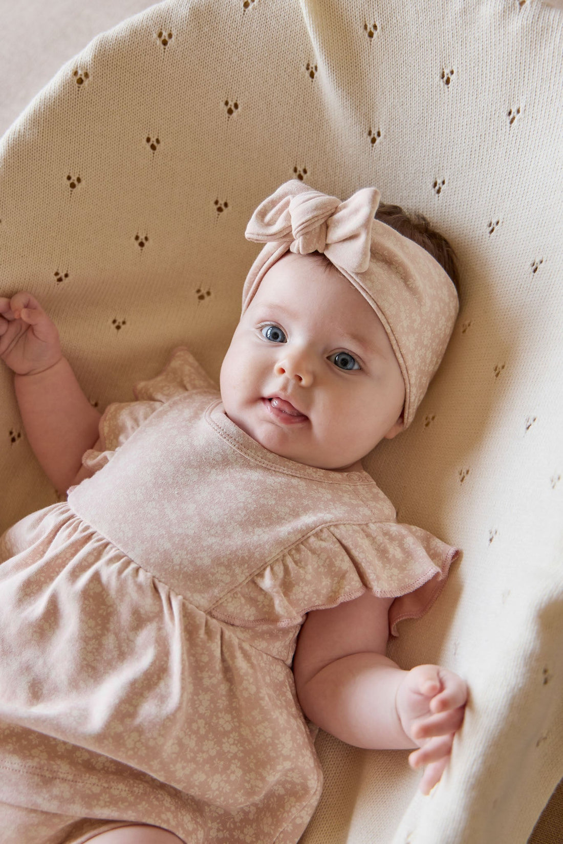 Organic Cotton Elianna Playsuit - Rosalie Field Rose Childrens Playsuit from Jamie Kay Australia