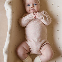 Organic Cotton Long Sleeve Bodysuit - Rosalie Field Rose Childrens Bodysuit from Jamie Kay Australia