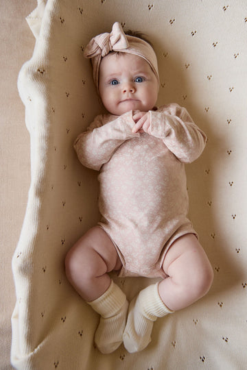 Organic Cotton Long Sleeve Bodysuit - Rosalie Field Rose Childrens Bodysuit from Jamie Kay Australia