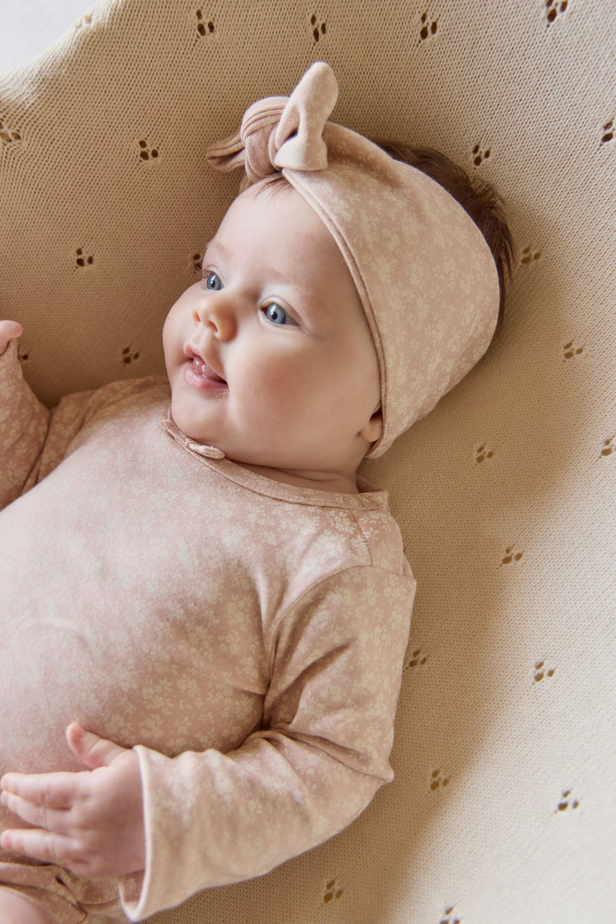 Organic Cotton Long Sleeve Bodysuit - Rosalie Field Rose Childrens Bodysuit from Jamie Kay Australia