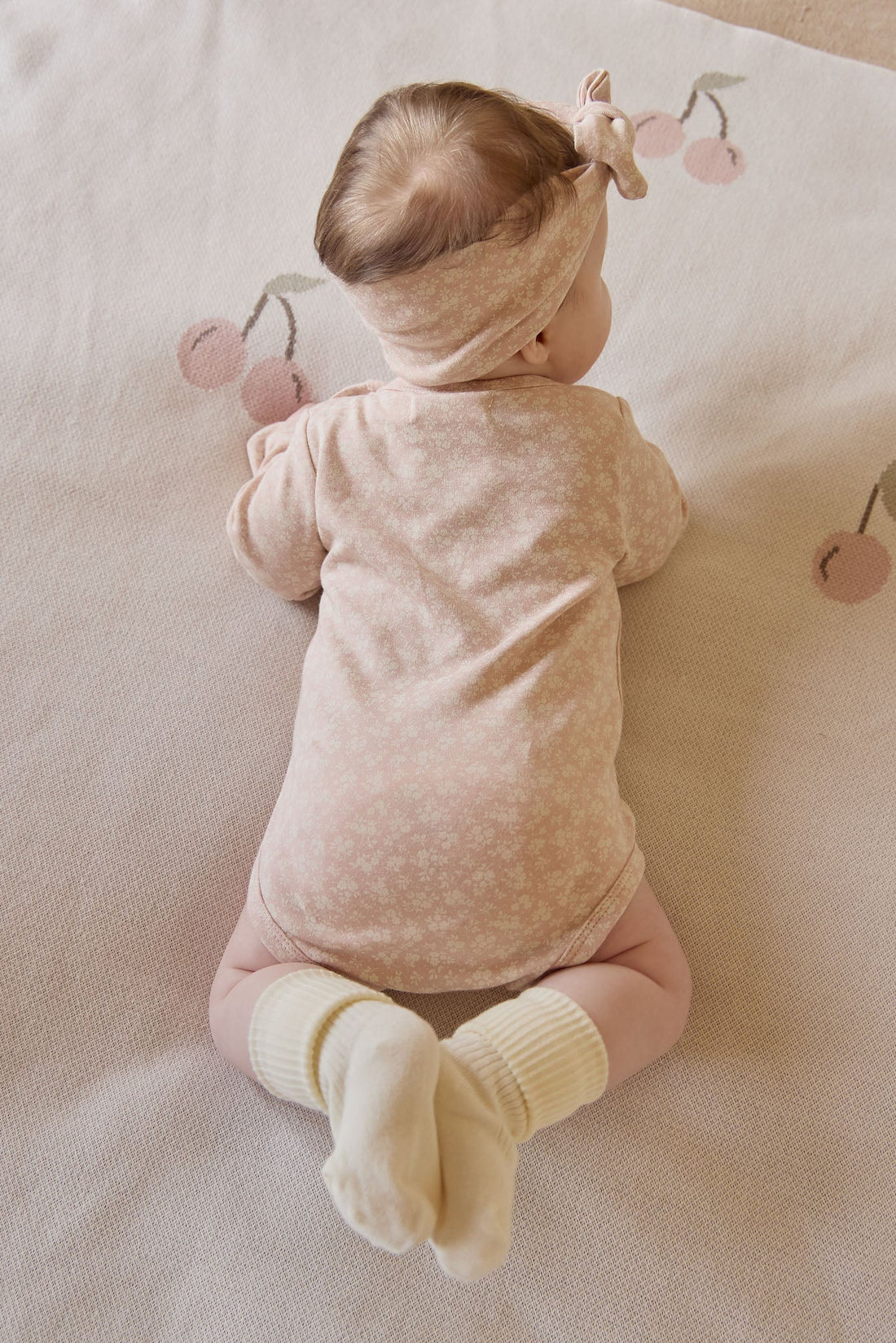 Organic Cotton Long Sleeve Bodysuit - Rosalie Field Rose Childrens Bodysuit from Jamie Kay Australia