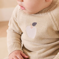 Ethan Jumper - Biscuit Jacquard Fresh Apple Childrens Jumper from Jamie Kay Australia