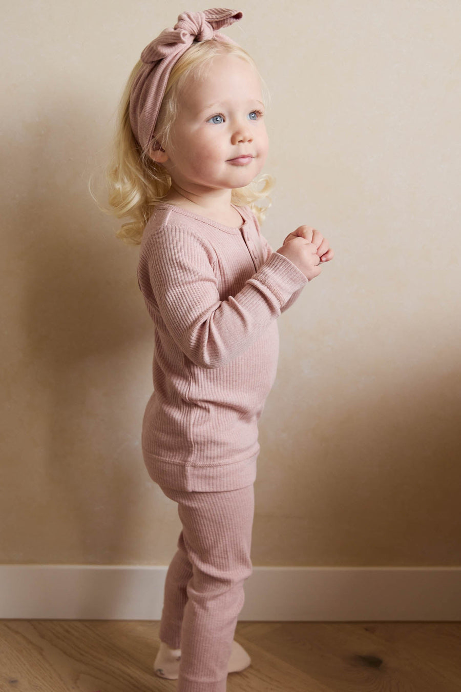 Organic Cotton Modal Long Sleeve Henley - Peony Marle Childrens Top from Jamie Kay Australia