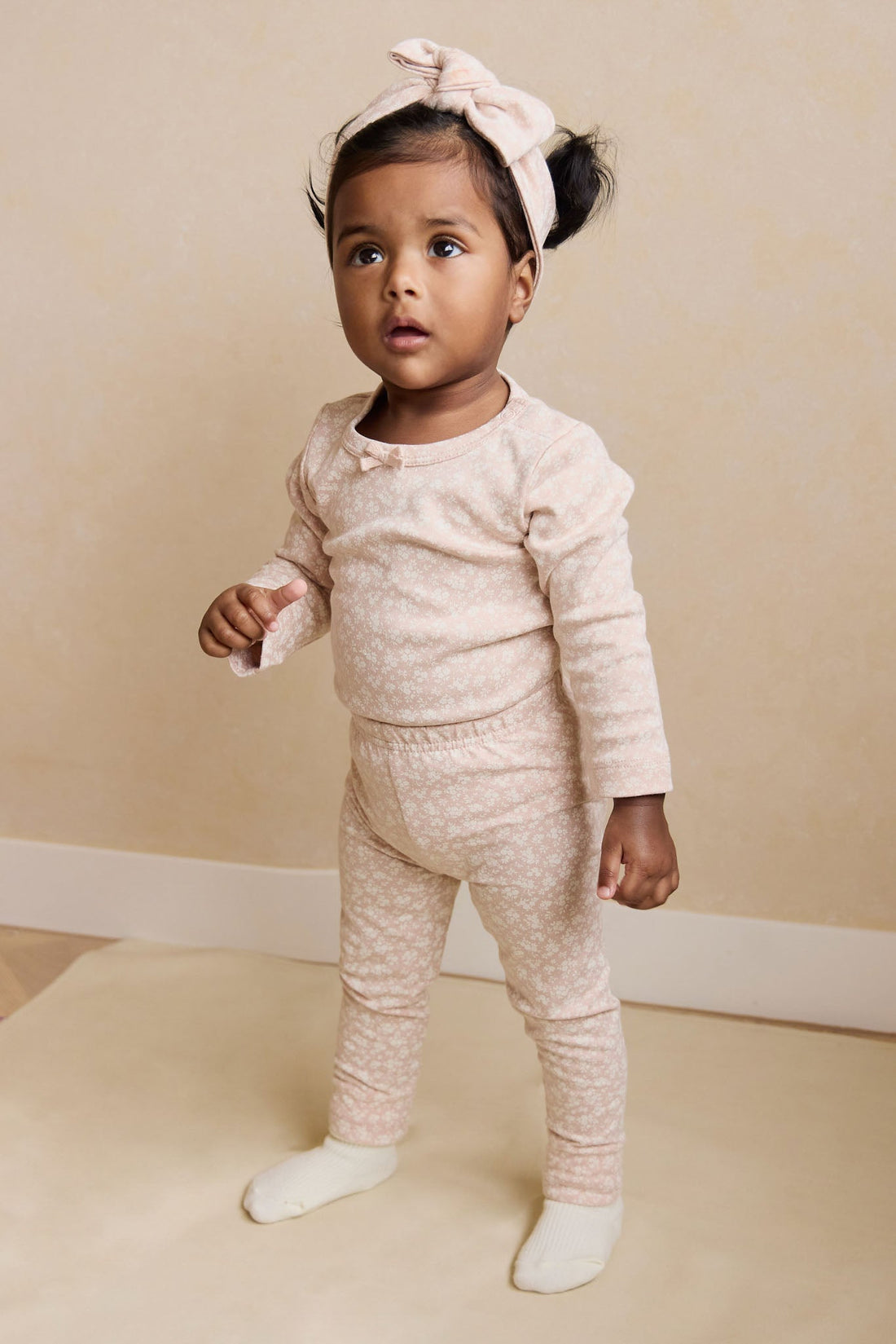 Organic Cotton Long Sleeve Bodysuit - Rosalie Field Rose Childrens Bodysuit from Jamie Kay Australia