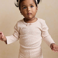 Organic Cotton Long Sleeve Bodysuit - Rosalie Field Rose Childrens Bodysuit from Jamie Kay Australia