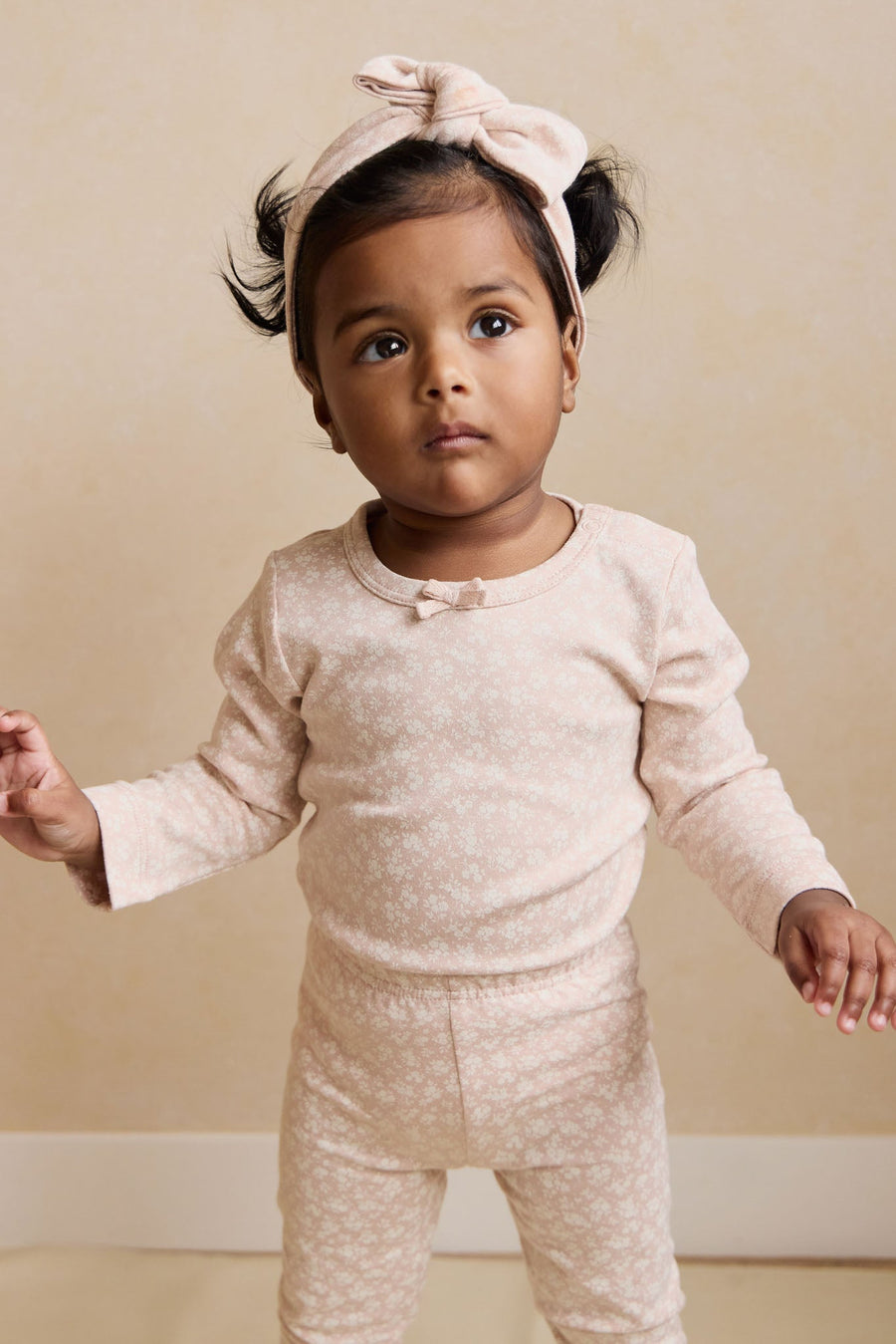 Organic Cotton Long Sleeve Bodysuit - Rosalie Field Rose Childrens Bodysuit from Jamie Kay Australia