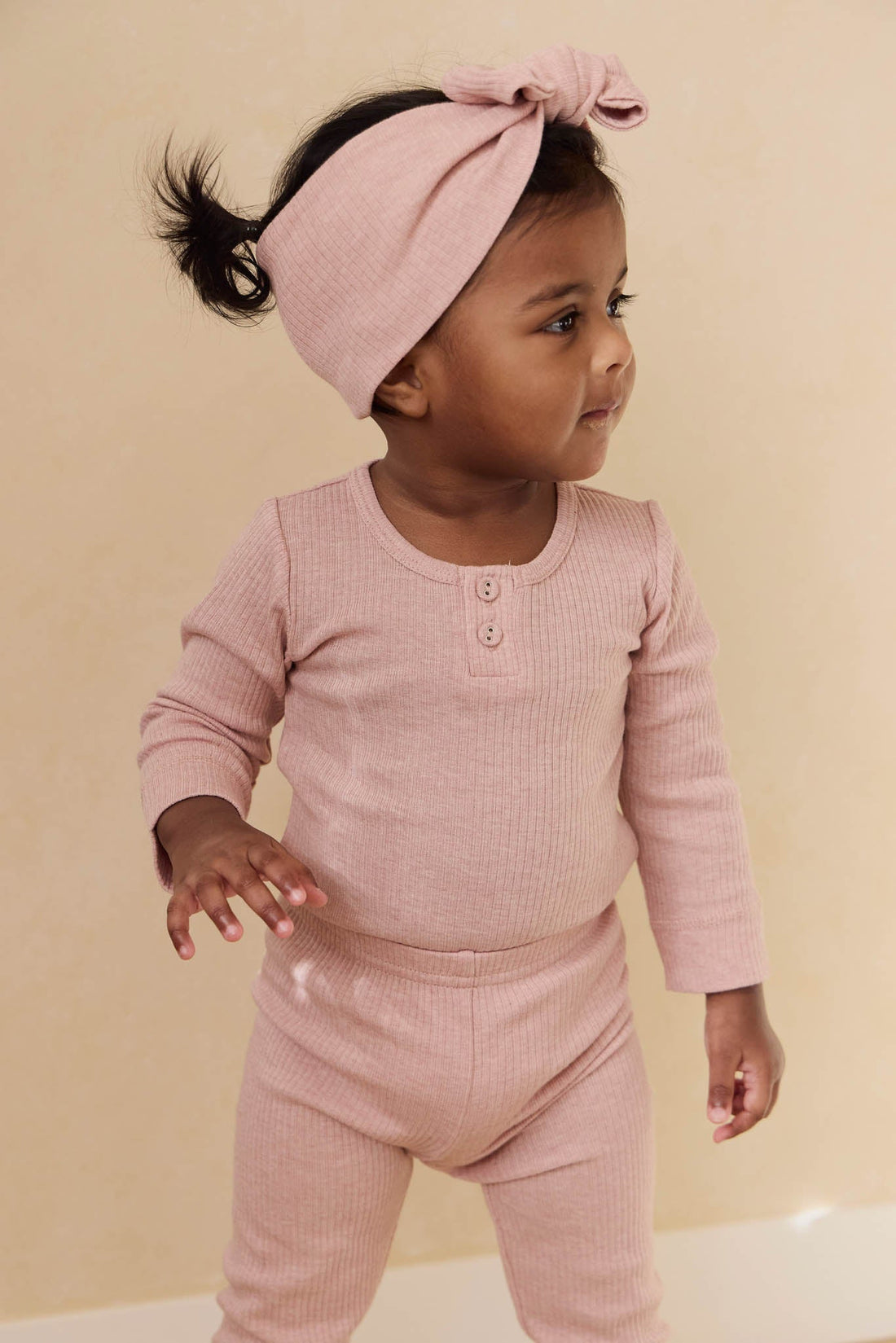 Organic Cotton Modal Long Sleeve Bodysuit - Peony Marle Childrens Bodysuit from Jamie Kay Australia