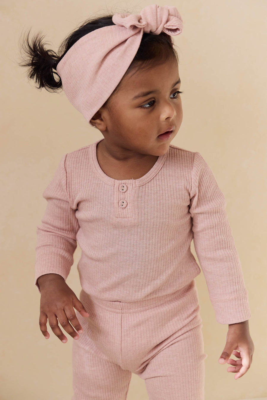 Organic Cotton Modal Long Sleeve Bodysuit - Peony Marle Childrens Bodysuit from Jamie Kay Australia