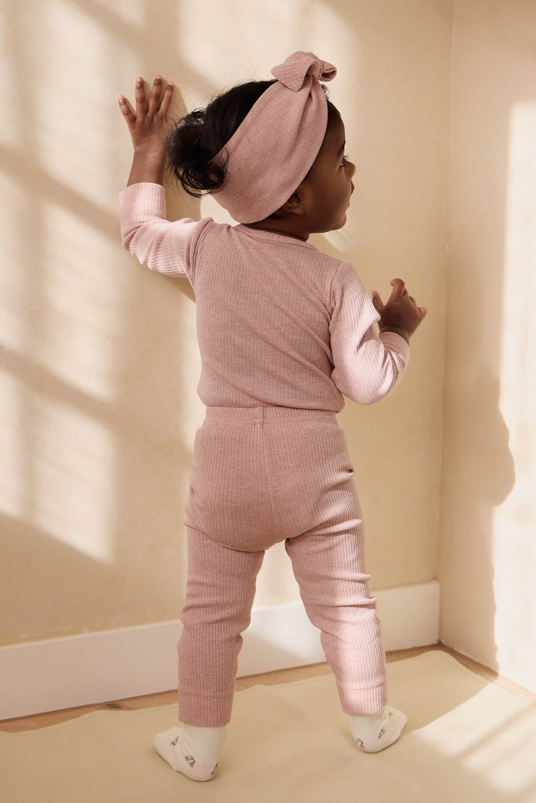 Organic Cotton Modal Long Sleeve Bodysuit - Peony Marle Childrens Bodysuit from Jamie Kay Australia