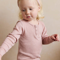 Organic Cotton Modal Long Sleeve Henley - Peony Marle Childrens Top from Jamie Kay Australia