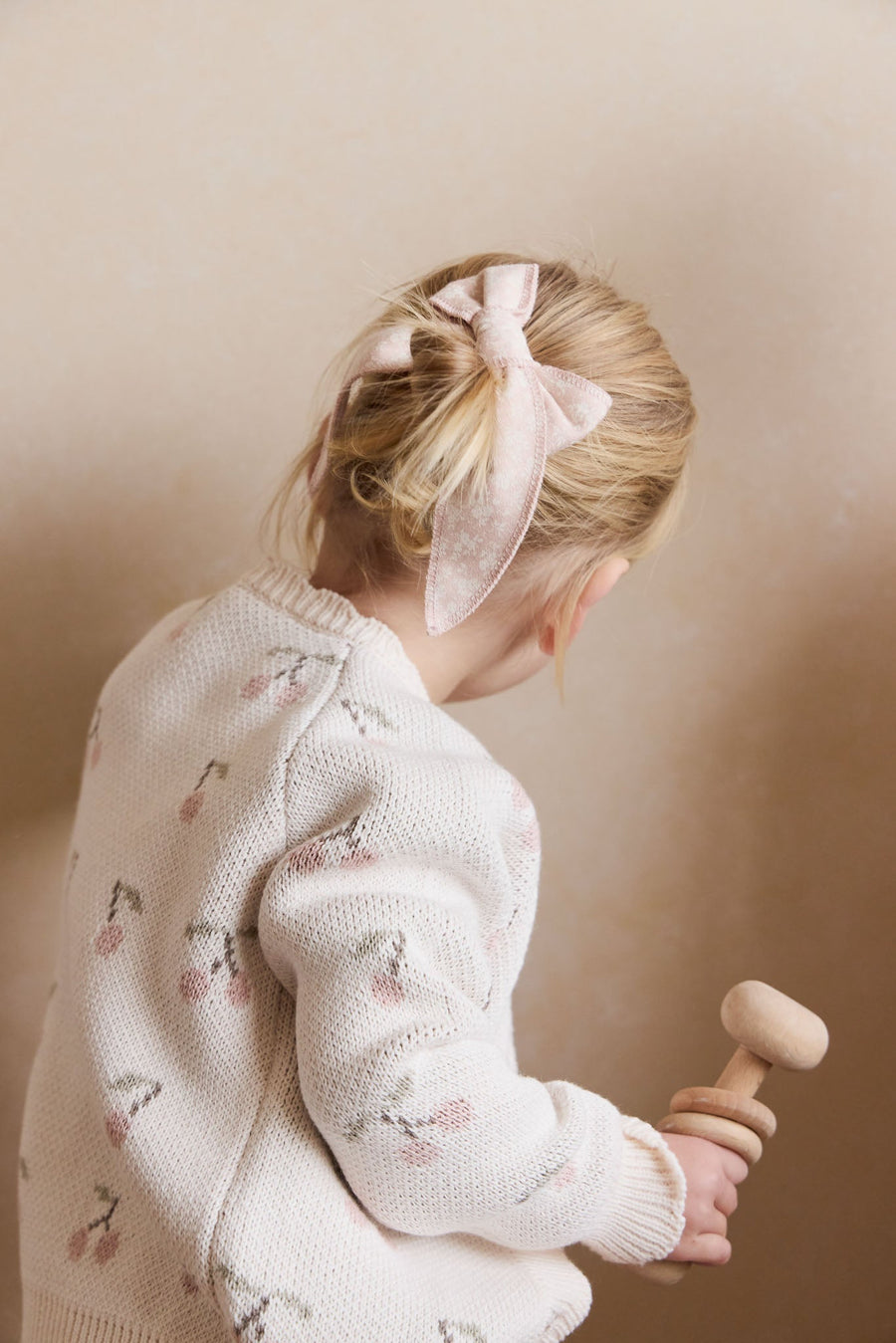 Organic Cotton Bow - Rosalie Field Rose Childrens Hair Bow from Jamie Kay Australia