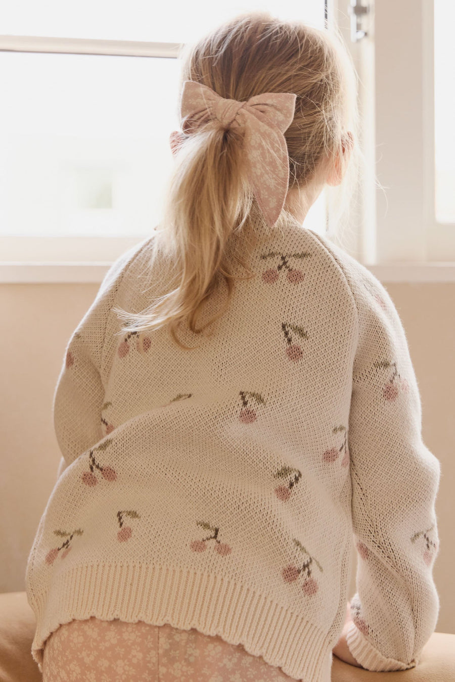 Organic Cotton Bow - Rosalie Field Rose Childrens Hair Bow from Jamie Kay Australia