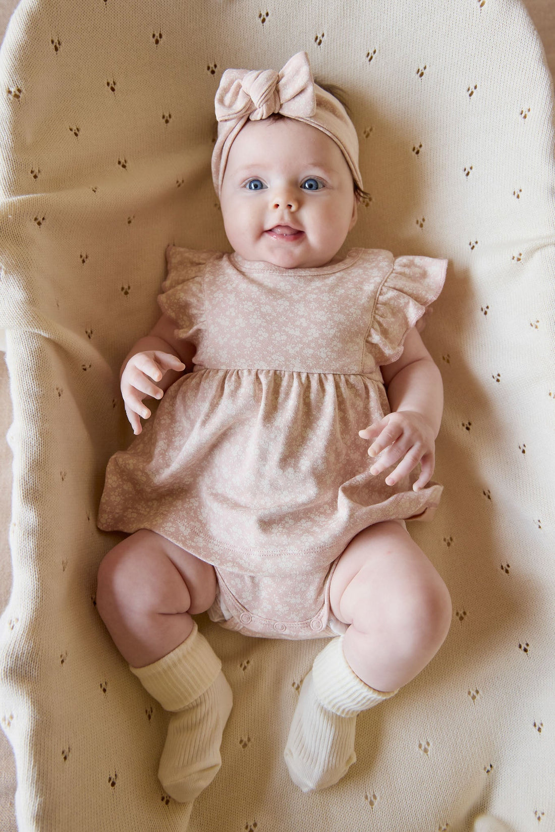 Organic Cotton Elianna Playsuit - Rosalie Field Rose Childrens Playsuit from Jamie Kay Australia