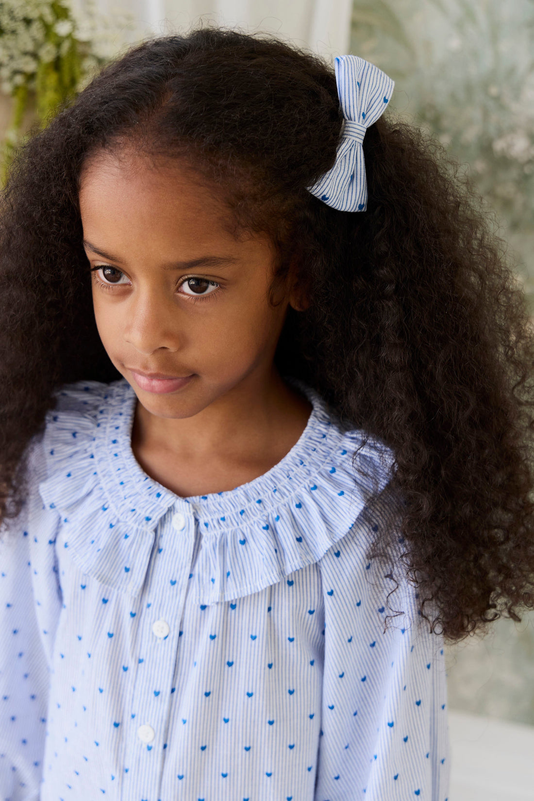 Organic Cotton Desiree Bow - Mon Amour Stripe Indigo Childrens Bow from Jamie Kay Australia