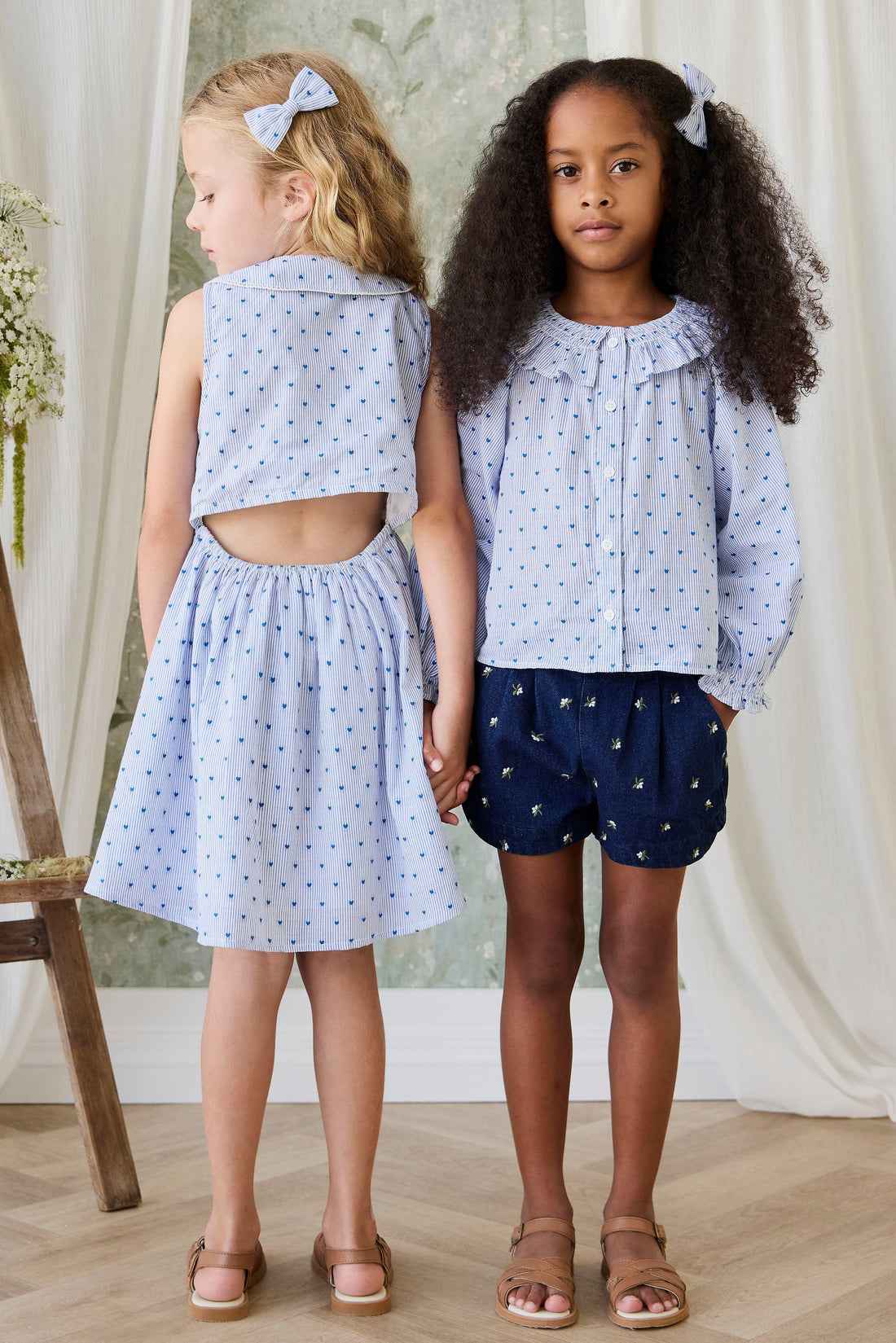 Organic Cotton Wisteria Dress - Mon Amour Stripe Indigo Childrens Dress from Jamie Kay Australia