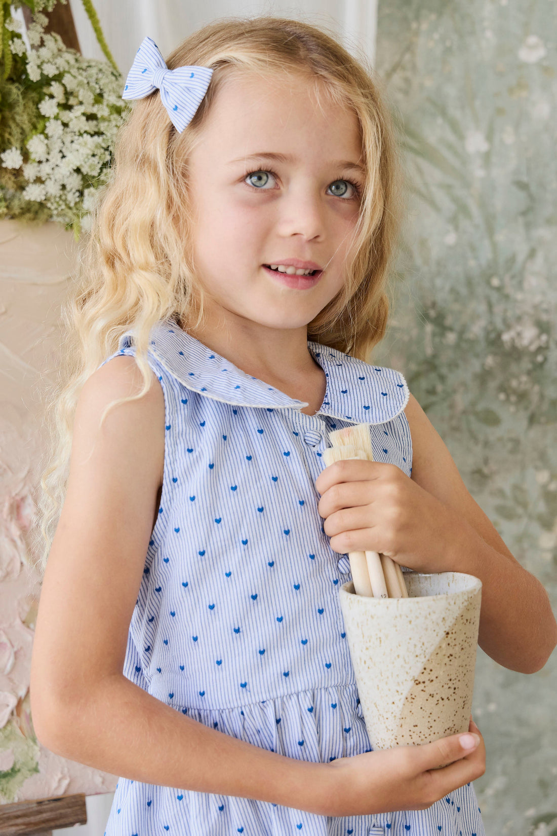 Organic Cotton Wisteria Dress - Mon Amour Stripe Indigo Childrens Dress from Jamie Kay Australia