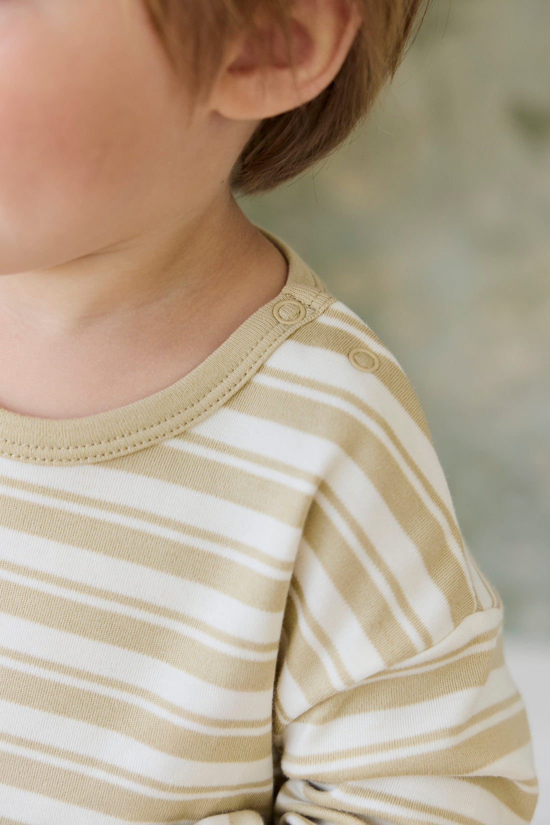 Pima Cotton Arnold Long Sleeve Top - Double Stripe Hay/Cloud Childrens Top from Jamie Kay Australia