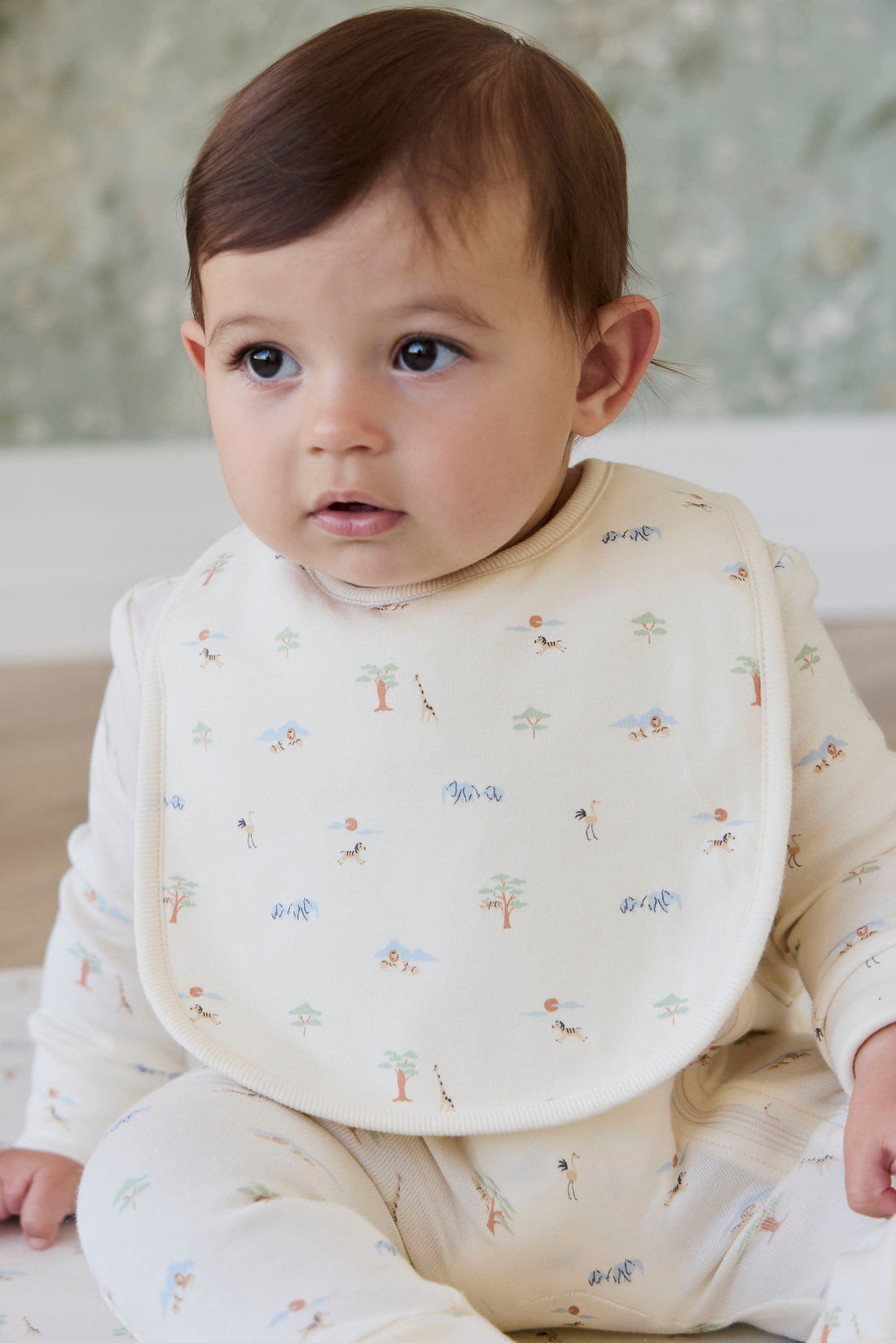 Organic Cotton Bib - Savannah Animals Tofu Childrens Bib from Jamie Kay Australia
