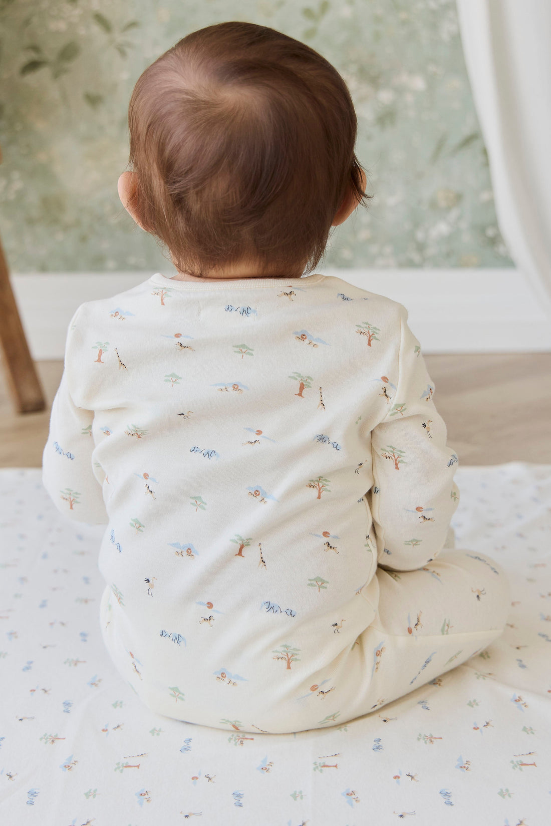 Organic Cotton Reese Zip Onepiece - Savannah Animals Tofu Childrens Onepiece from Jamie Kay Australia