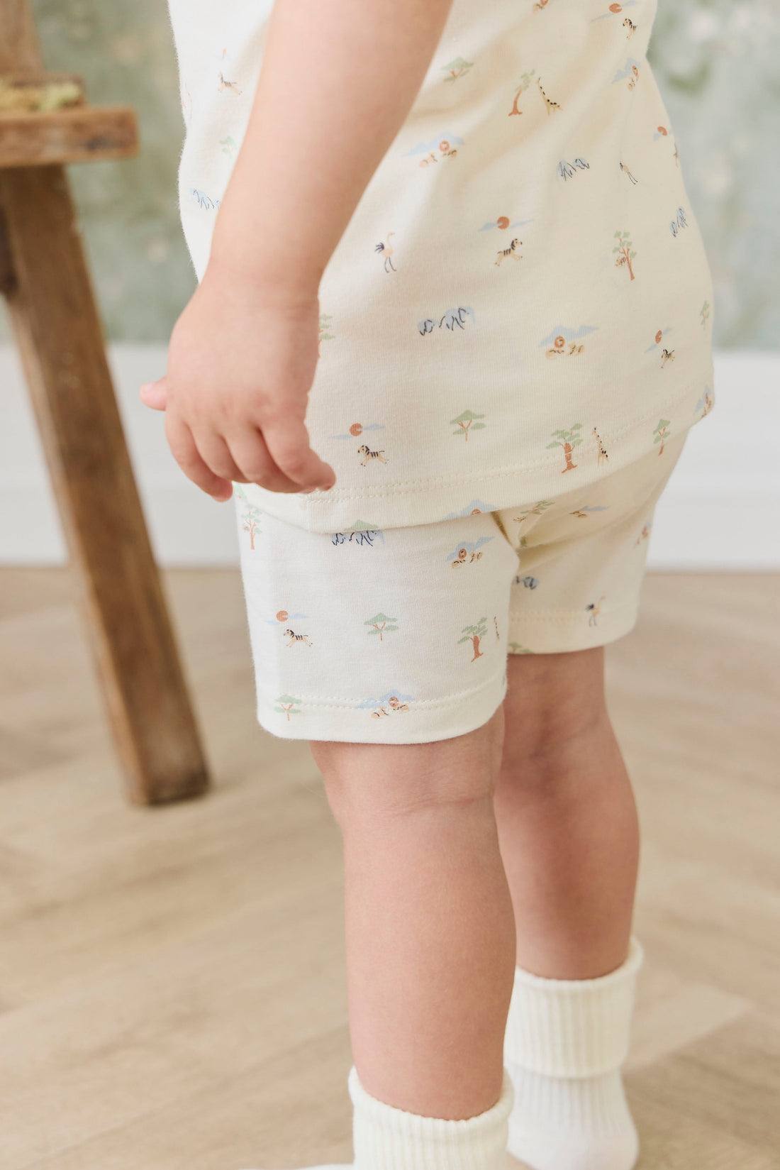 Organic Cotton Baker Short Sleeve Pyjama Set - Savannah Animals Tofu Childrens Pyjama from Jamie Kay Australia