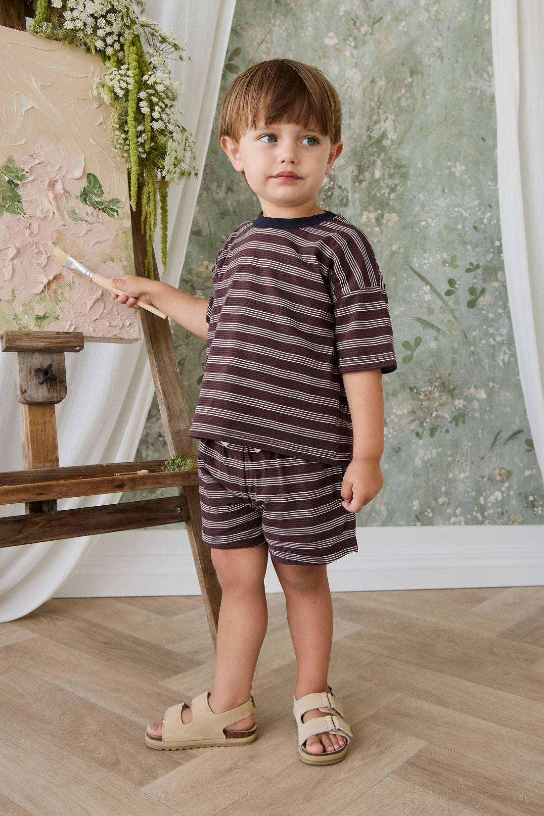 Slub Cotton Iver Short - Regal Stripe Childrens Shorts from Jamie Kay Australia