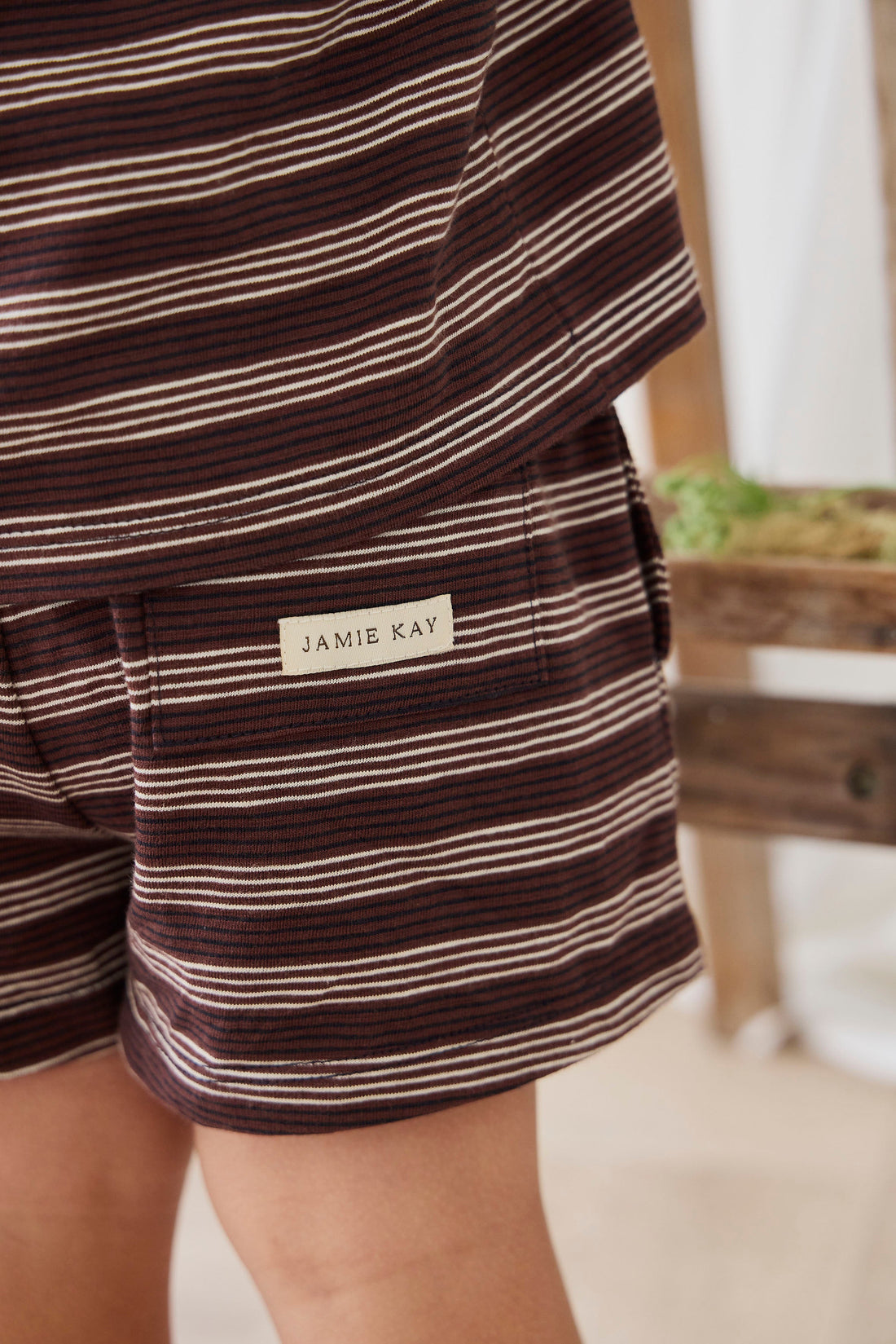 Slub Cotton Iver Short - Regal Stripe Childrens Shorts from Jamie Kay Australia