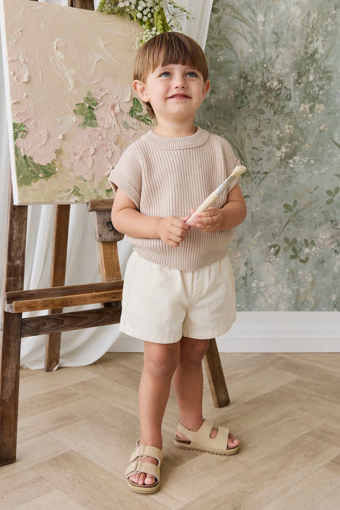 Zayn Short - Natural Childrens Shorts from Jamie Kay Australia