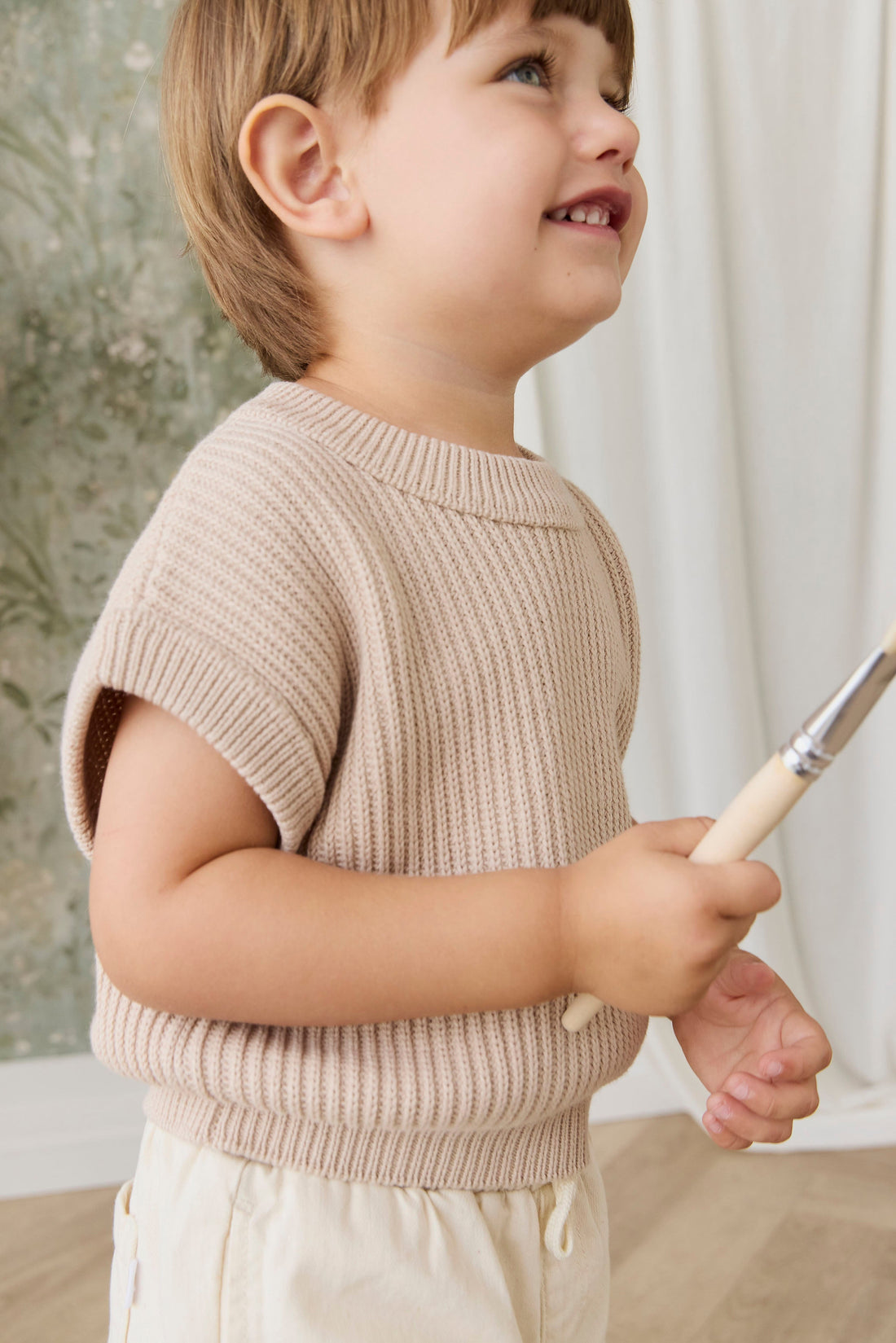 Virgil Knit Vest - Sand Childrens Vest from Jamie Kay Australia