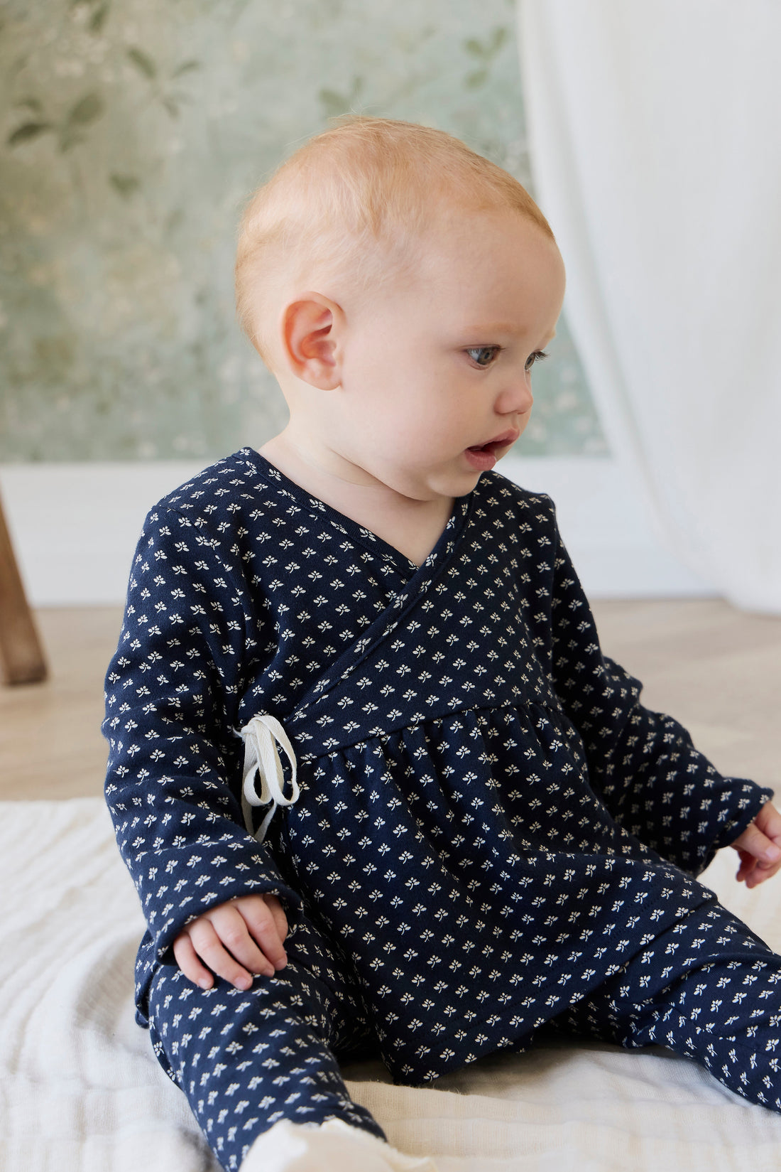 Organic Cotton Petal Wrap Top - Lisa Petite Indigo Childrens Top from Jamie Kay Australia