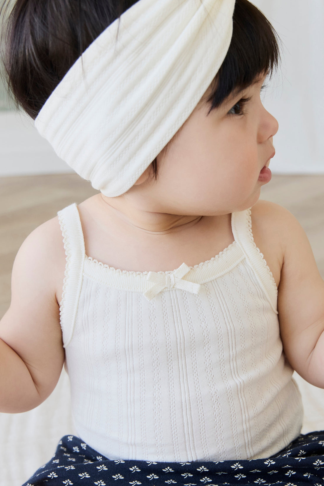 Organic Cotton Pointelle Singletsuit - Parchment Childrens Bodysuit from Jamie Kay Australia