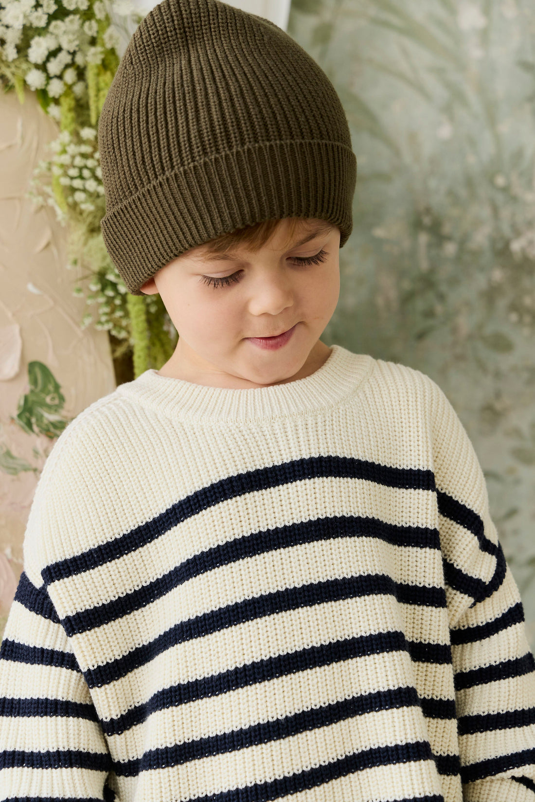 Johan Knit Beanie - Deep Olive Childrens Hat from Jamie Kay Australia