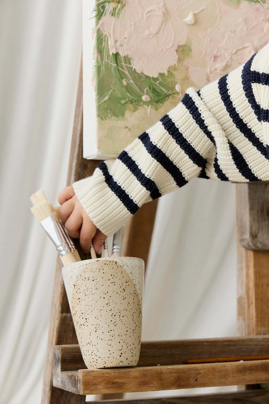 Lawrence Knit Jumper - Lawrence Stripe Cloud/Eclipse Childrens Jumper from Jamie Kay Australia