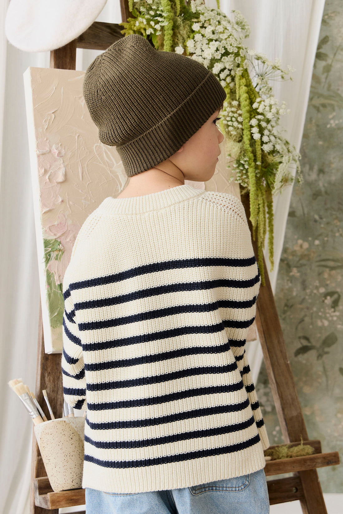 Lawrence Knit Jumper - Lawrence Stripe Cloud/Eclipse Childrens Jumper from Jamie Kay Australia