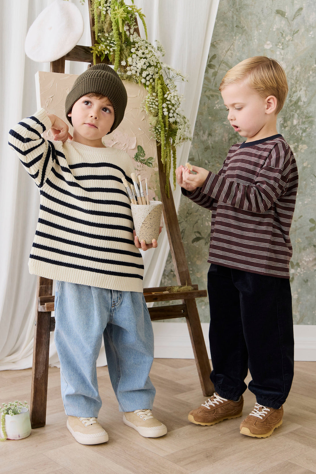 Lawrence Knit Jumper - Lawrence Stripe Cloud/Eclipse Childrens Jumper from Jamie Kay Australia