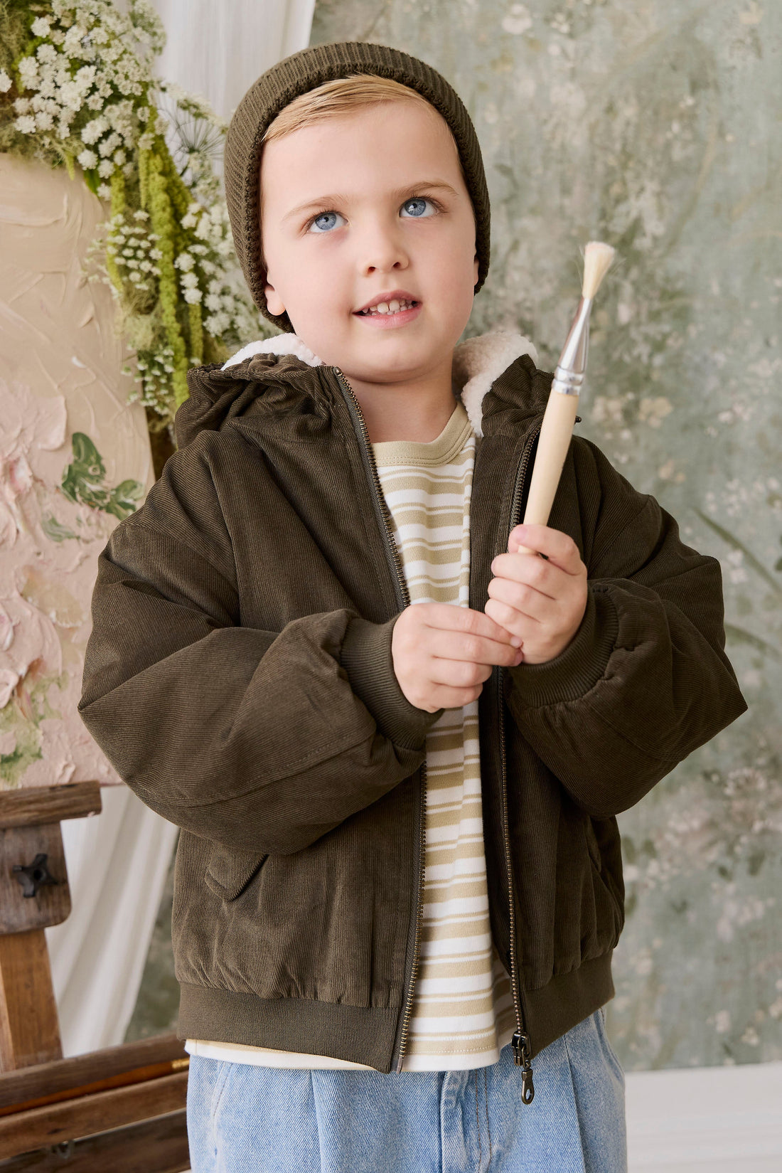 Alastair Jacket - Deep Olive Childrens Jacket from Jamie Kay Australia