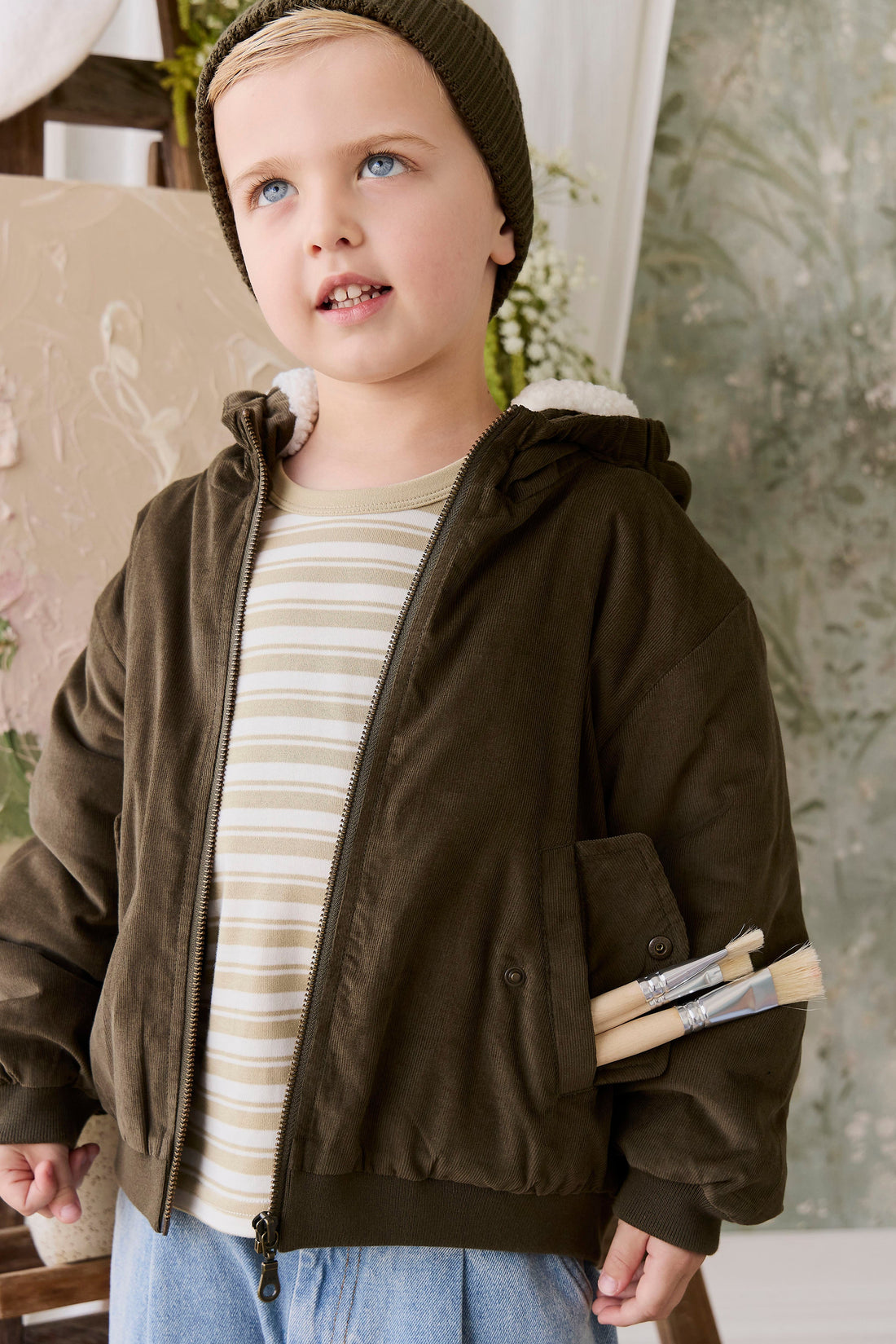 Alastair Jacket - Deep Olive Childrens Jacket from Jamie Kay Australia