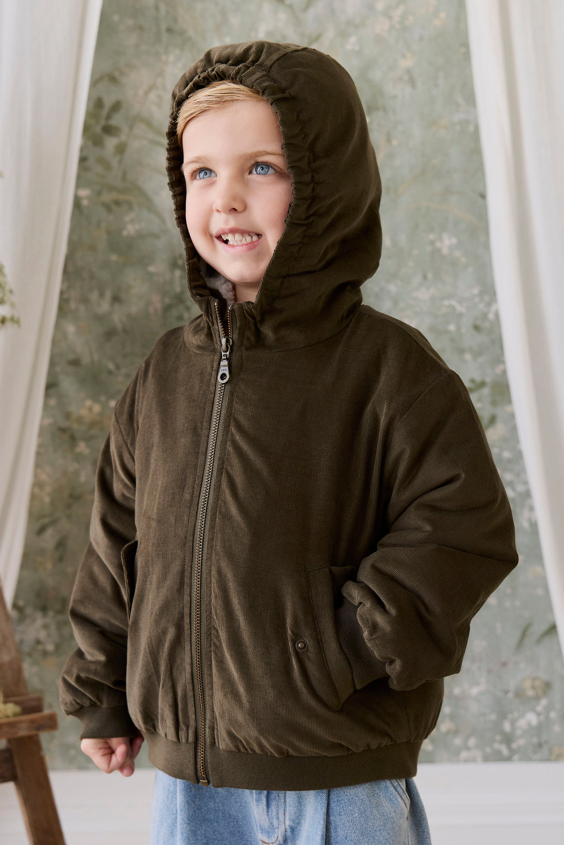 Alastair Jacket - Deep Olive Childrens Jacket from Jamie Kay Australia