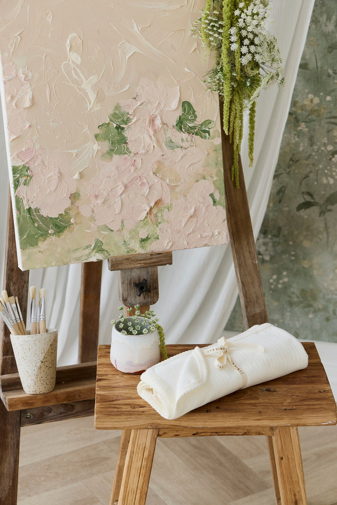 Organic Cotton Pointelle Murphy Wrap - Parchment Childrens Blanket from Jamie Kay Australia