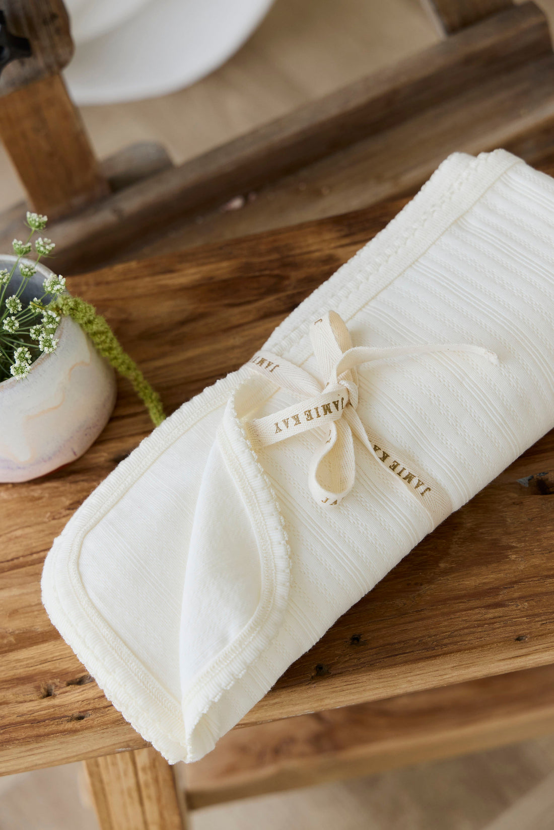 Organic Cotton Pointelle Murphy Wrap - Parchment Childrens Blanket from Jamie Kay Australia