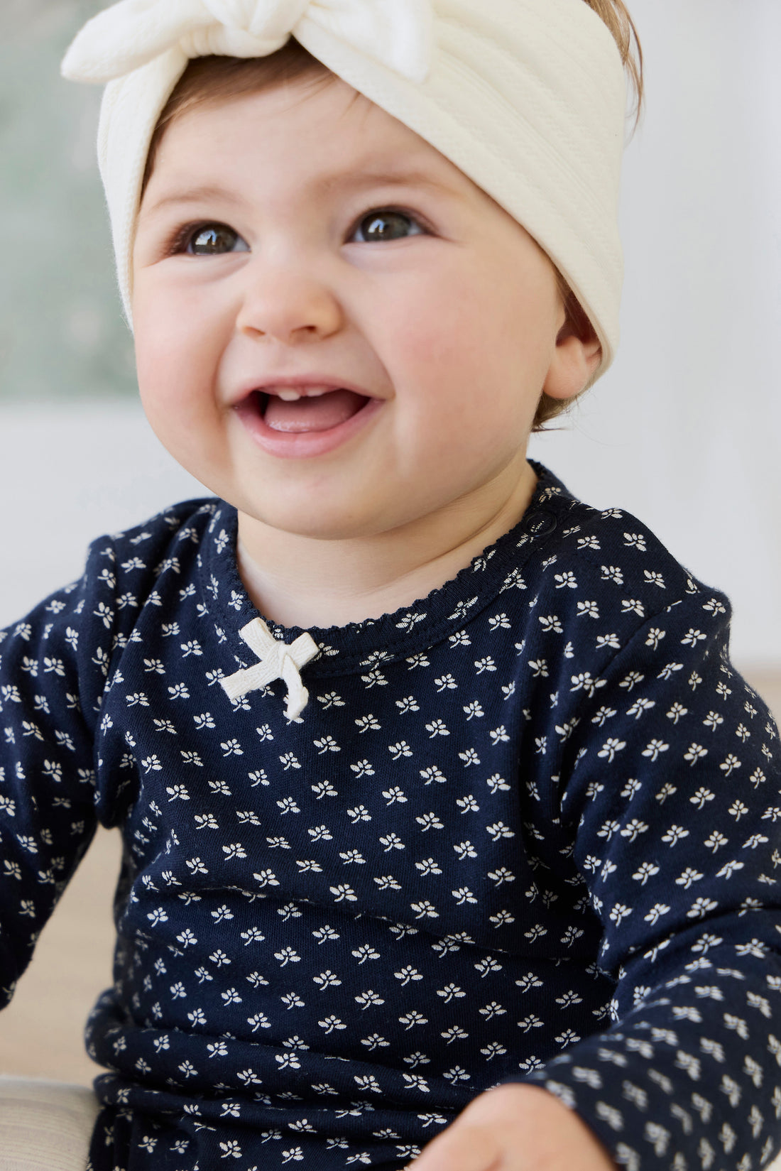 Organic Cotton Long Sleeve Bodysuit - Lisa Petite Indigo Childrens Bodysuit from Jamie Kay Australia