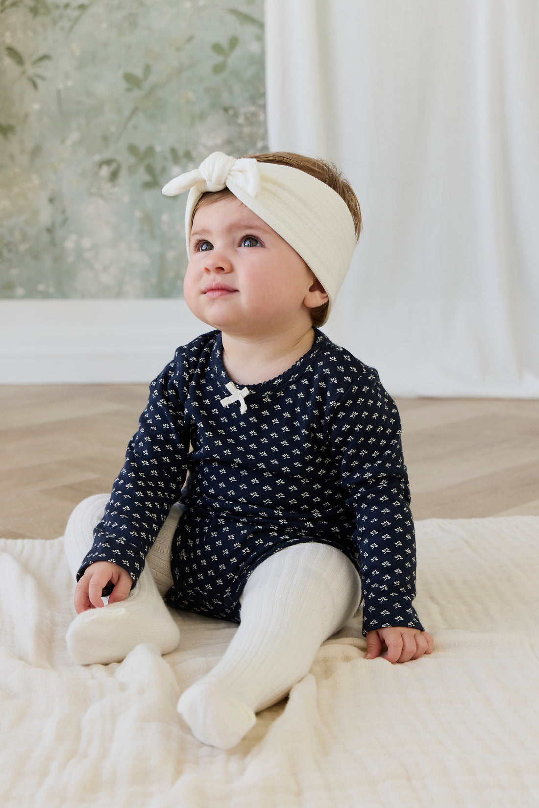 Organic Cotton Long Sleeve Bodysuit - Lisa Petite Indigo Childrens Bodysuit from Jamie Kay Australia