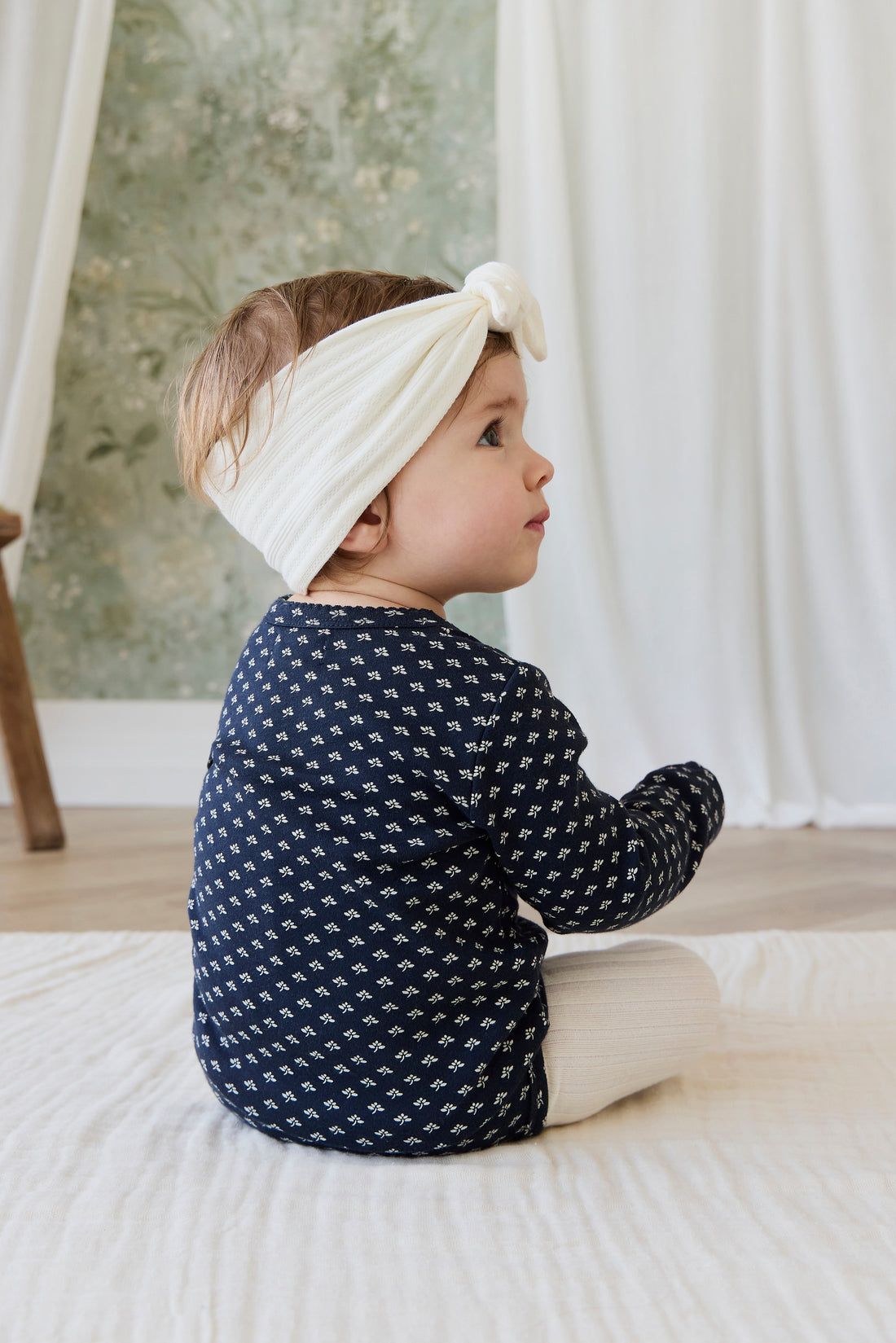Organic Cotton Pointelle Headband - Parchment Childrens headband from Jamie Kay Australia