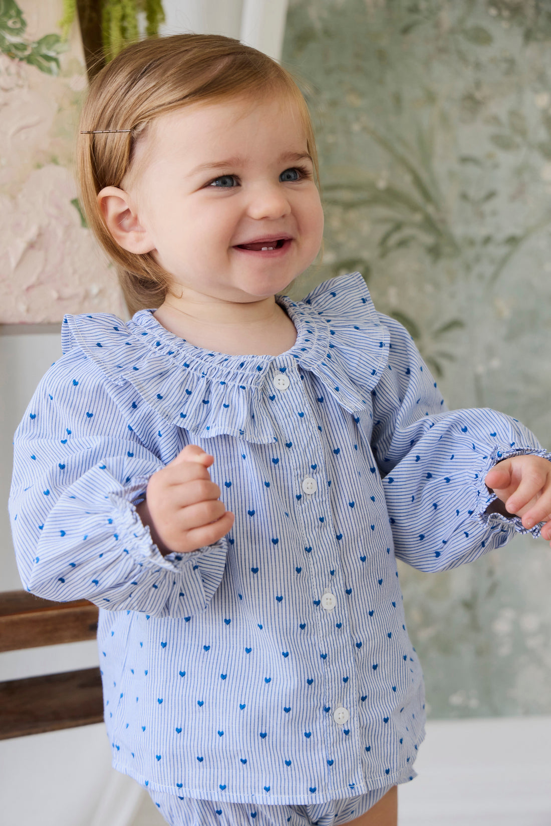 Organic Cotton Bellamy Blouse - Mon Amour Stripe Indigo Childrens Top from Jamie Kay Australia