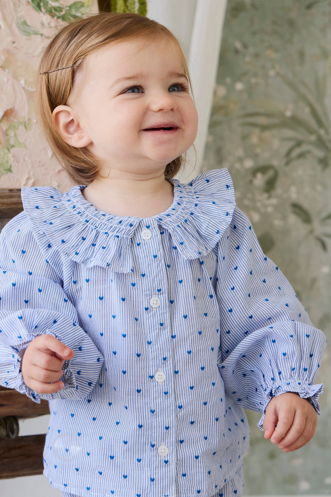 Organic Cotton Bellamy Blouse - Mon Amour Stripe Indigo Childrens Top from Jamie Kay Australia