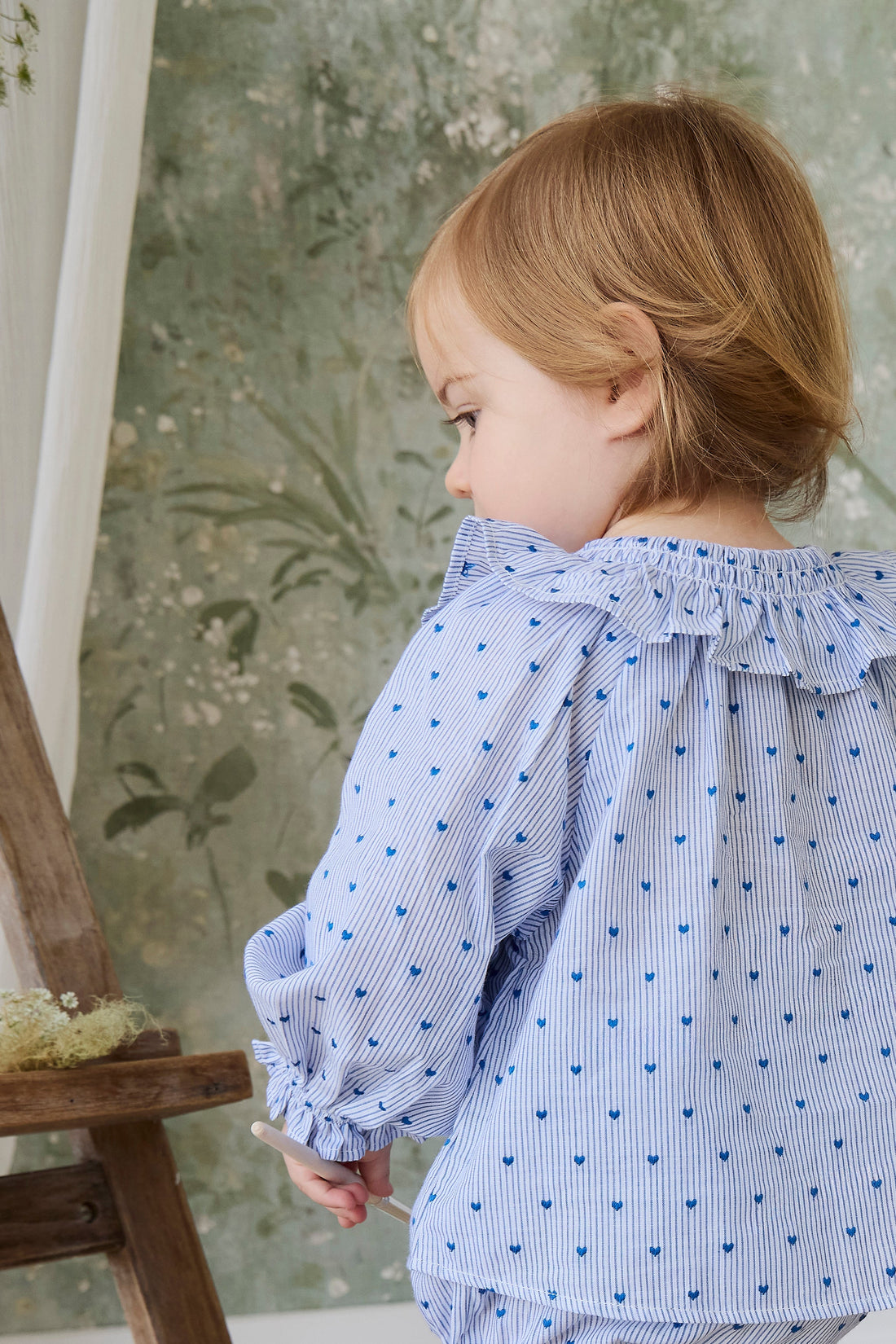 Organic Cotton Bellamy Blouse - Mon Amour Stripe Indigo Childrens Top from Jamie Kay Australia