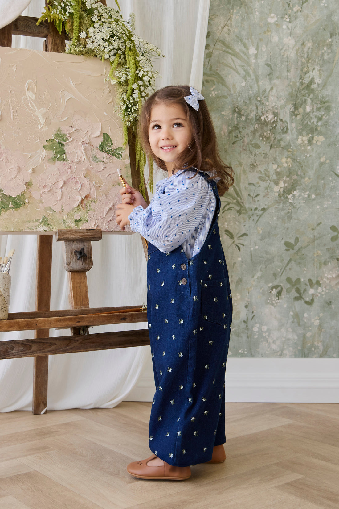 Organic Cotton Bellamy Blouse - Mon Amour Stripe Indigo Childrens Top from Jamie Kay Australia